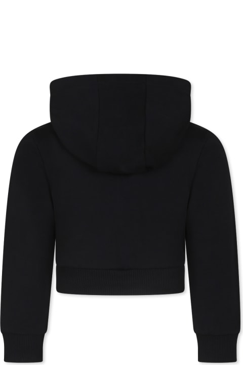 Fashion for Kids Balmain Black Crop Sweatshirt For Girlwith Logo