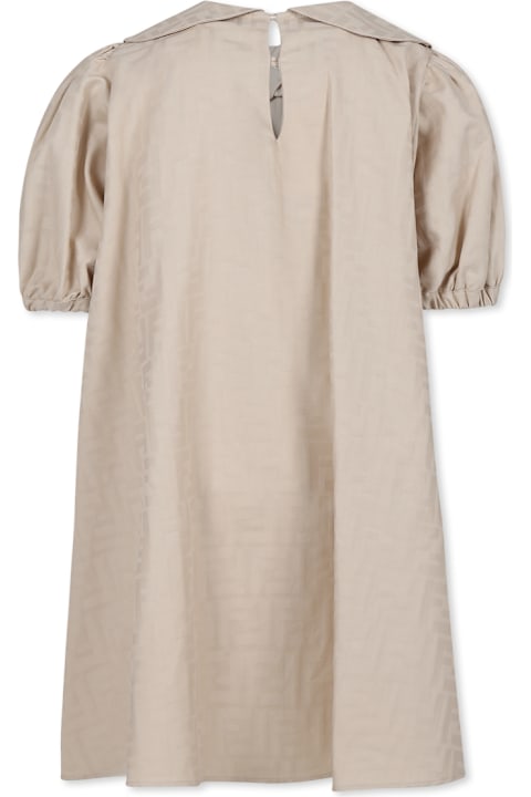 Fendi فساتين لـ بنات Fendi Beige Dress For Girl With Ff