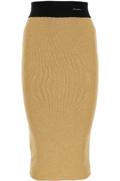 Clothing Sale for Women Prada Gold Blend Viscose Stretch Skirt