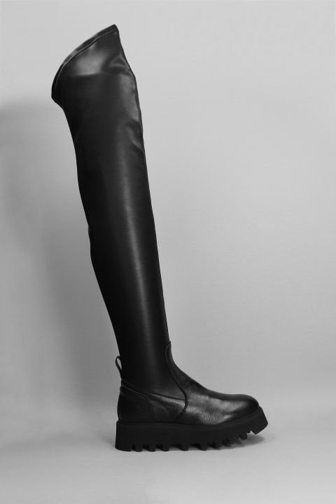 Peggy Combat Boots In Black Leather