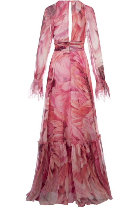 Roberto Cavalli Women Roberto Cavalli Long Dress With Pink Plumage Print