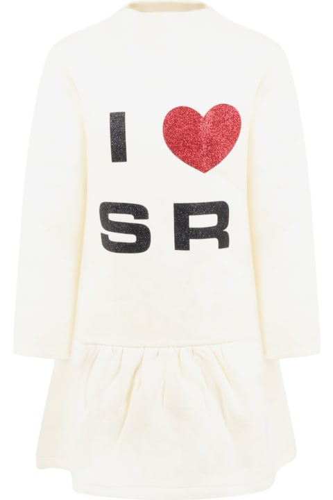 Ivory Dress For Girl With Logo