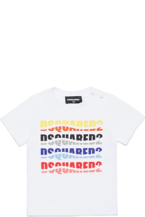 Dsquared2 T-Shirts & Polo Shirts for Kids Dsquared2 White T-shirt With Wave Effect Logo Print