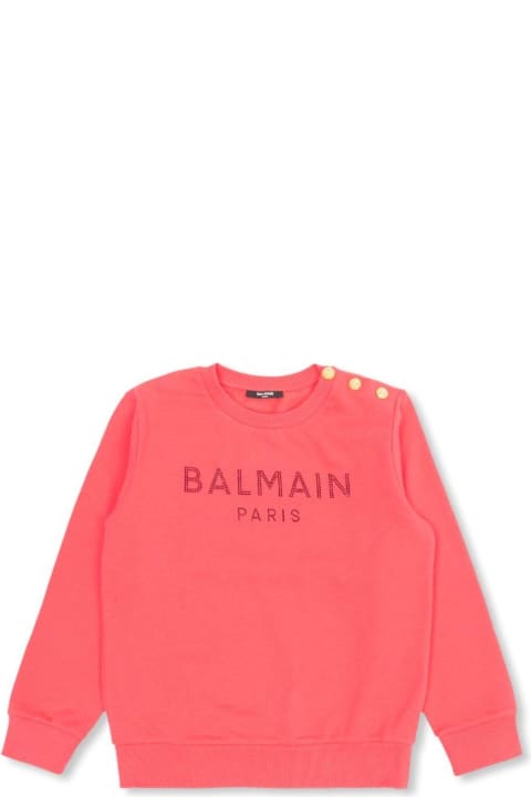 Sweaters & Sweatshirts for Boys Balmain Logo Embellished Crewneck Sweatshirt