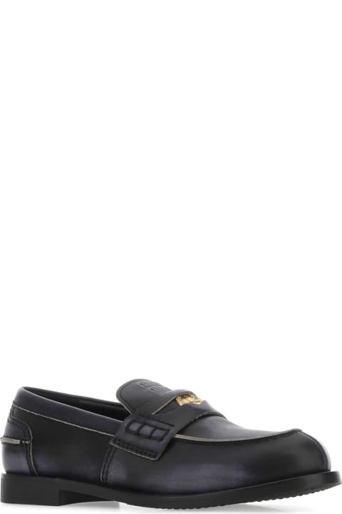 Flat Shoes for Women Miu Miu Black Leather Loafers