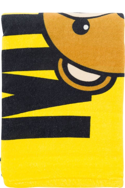 Moschinoのインテリア雑貨 Moschino Yellow Beach Towel With Teddy Bear Print In Cotton