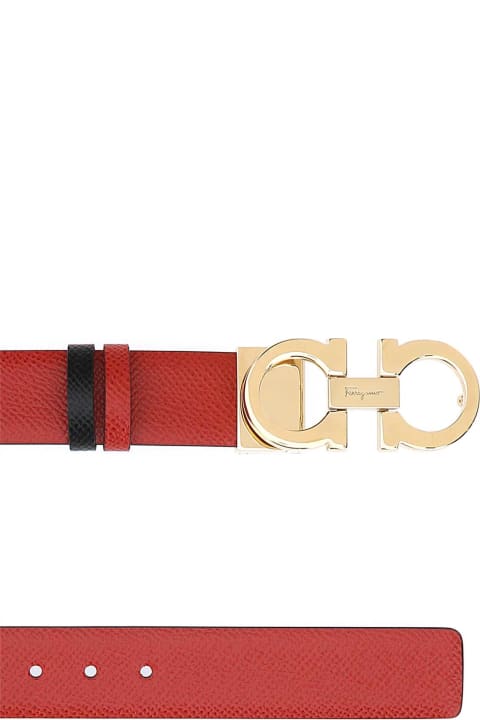 Belts for Women Ferragamo Red Leather Reversible Belt