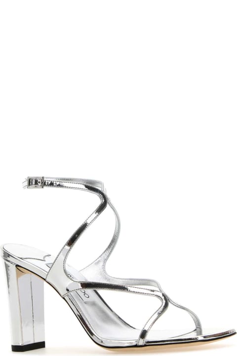 Jimmy Choo Shoes for Women Jimmy Choo Silver Leather Azie 85 Sandals