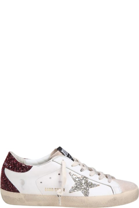 Fashion for Women Golden Goose Golden Goose Super Star Sneakers In White/bordeaux Leather And Suede