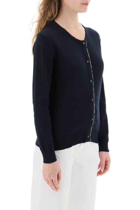 Barbour Sweaters for Women Barbour 'bredon' Cotton Cashmere Cardigan With Tartan Detailing