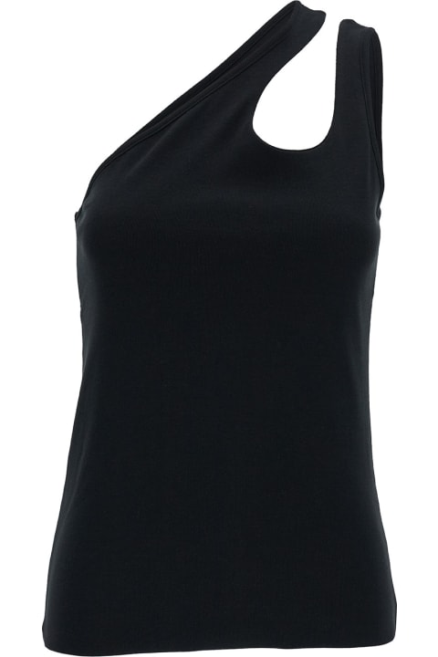 Federica Tosi Topwear for Women Federica Tosi Black One-shoulder Top With Cut-out In Ribbed Cotton Woman