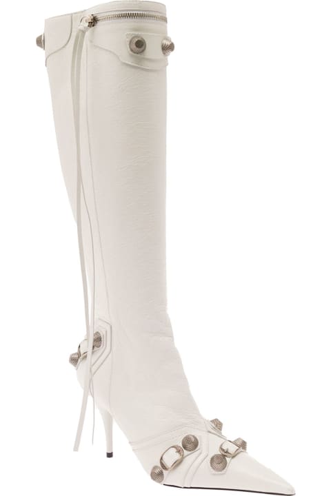 ウィメンズ Balenciagaのシューズ Balenciaga Pointed High-boots With Studs And Buckles In Leather