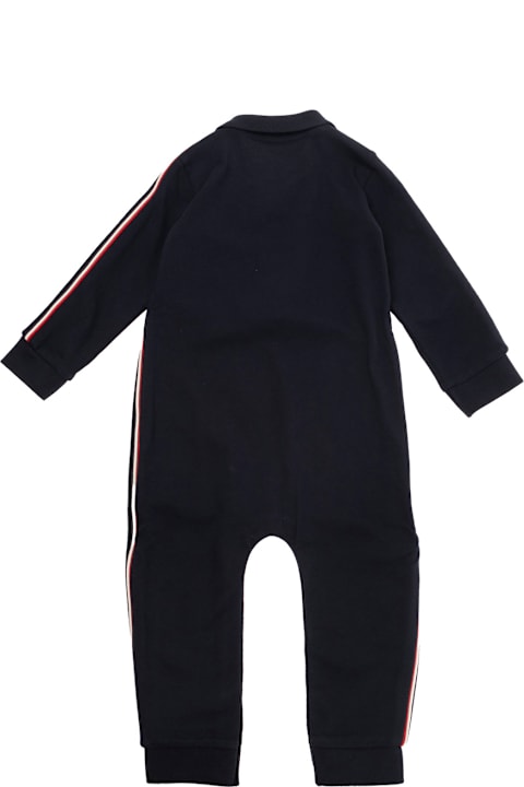 Bodysuits & Sets for Baby Girls Moncler Black Romper With Logo Patch In Stretch Cotton Baby