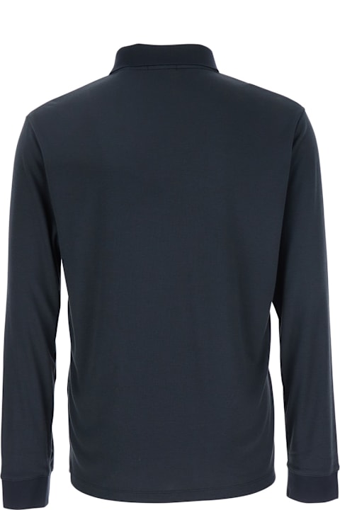 Homeware Theory 
goris
 Black Polo Shirt With Classic Collar And Long Sleeves In Tech Fabric Stretch Man