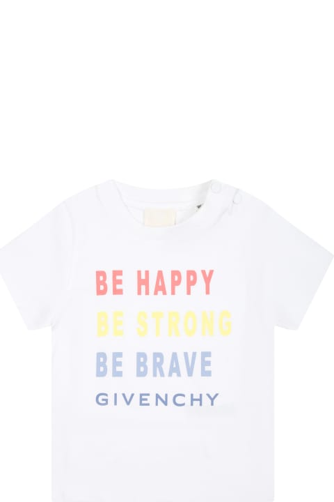 ベビーガールズ GivenchyのTシャツ＆ポロシャツ Givenchy White T-shirt For Baby Boy With Logo