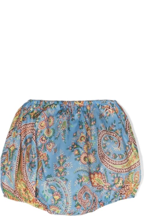 Fashion for Baby Girls Etro Light Blue Shorts With Paisley Print