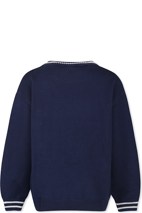 Fendi for Boys Fendi Blue Sweater For Kids With Logo