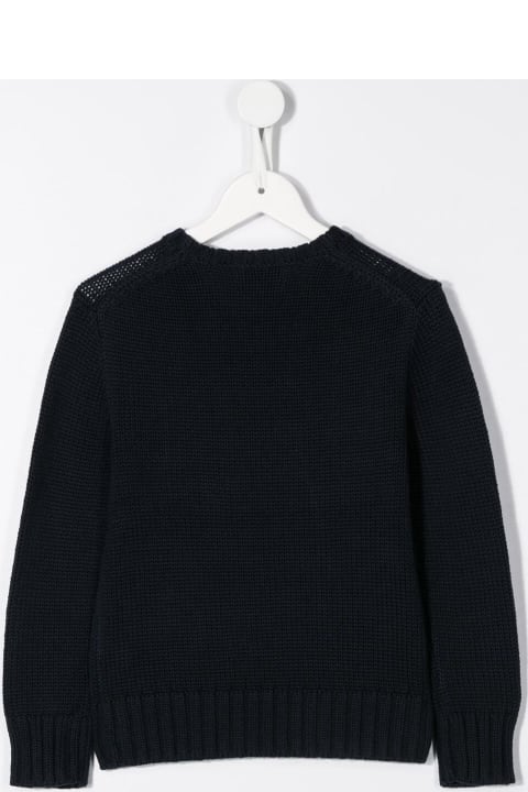 Ralph Lauren Sweaters & Sweatshirts for Boys Ralph Lauren Blue Knit Sweater With Flag In Cotton Boy