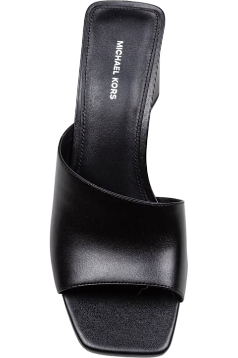 Michael Kors Sandals for Women Michael Kors Merriam Wedge Leather Clogs In Black Color