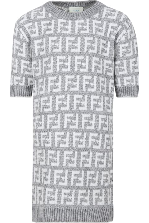 Sale for Kids Fendi Grey Dress With Logo For Girl