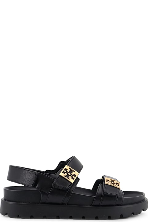 Tory Burch Mellow Leather Sandals With Metal Logo On The Side