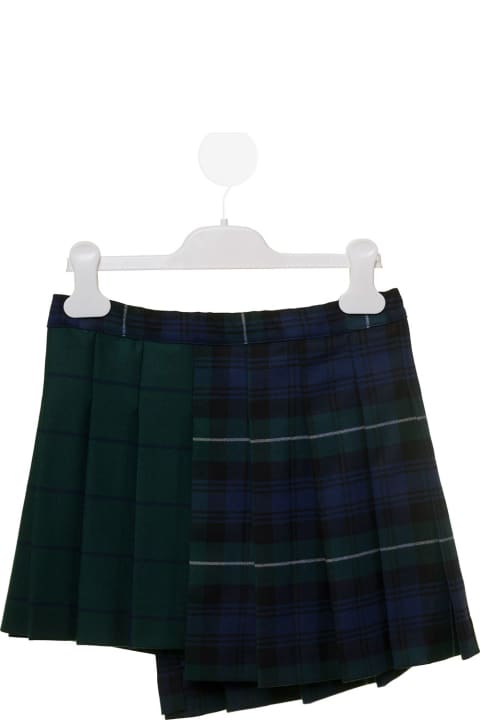 Check-pattern Asymmetric Mini Il Gufo Kids Girl's Multicolor Skirt