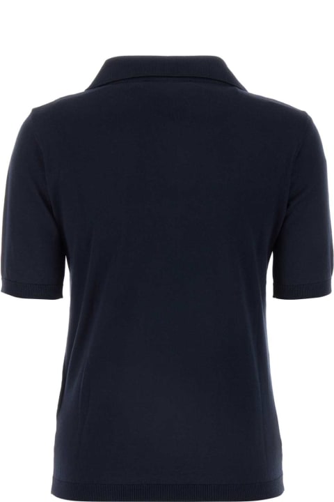 Topwear for Women Weekend Max Mara Navy Blue Silk Blend Roncolo Polo Shirt