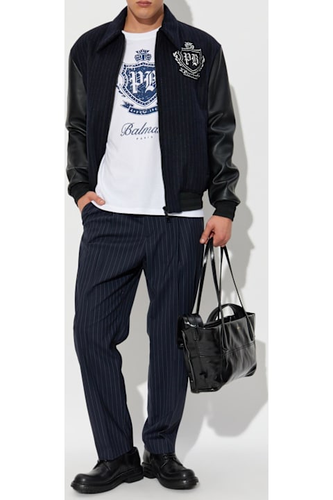 Homeware Balmain Balmain Jacket With Leather Sleeves