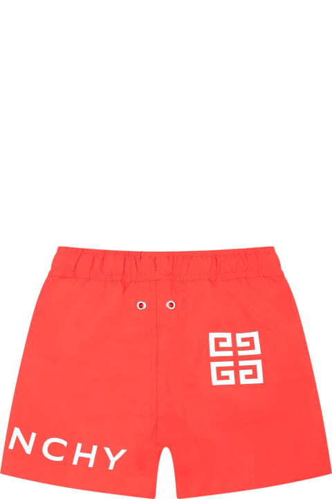 Red Swim Boxer For Baby Boy With Logo