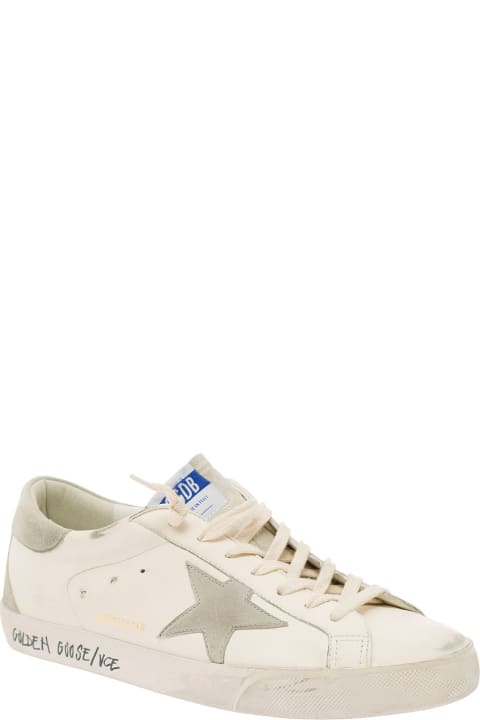 Homeware Golden Goose 'superstar' White Vintage Low Top Sneakers With Grey Heel Tab In Leather Man