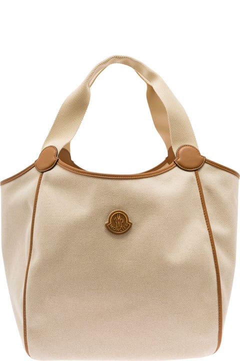 Moncler Totes for Women Moncler Nalani Tote Bag In Beige Canvas Woman