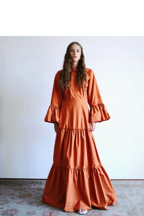 Amotea Skirts for Women Amotea Charlotte Long Skirt In Orange Poplin