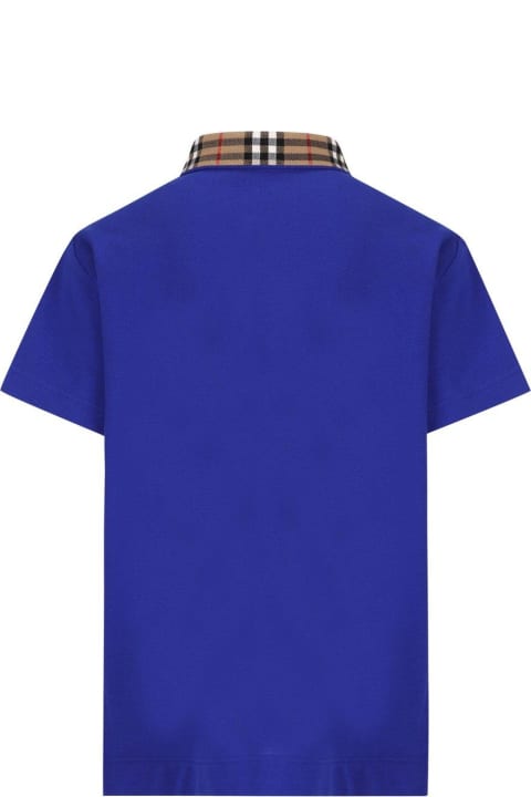 Sale for Boys Burberry Check-collar Short Sleeved Polo Shirt