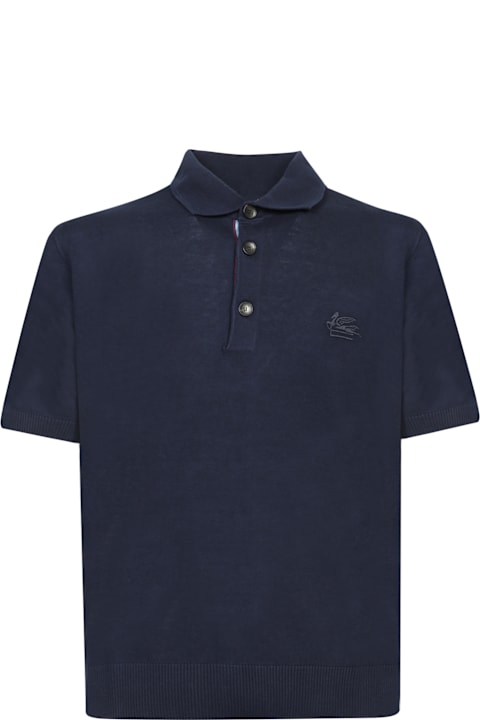 Etro Topwear for Men Etro Knitted Blue Polo Shirt