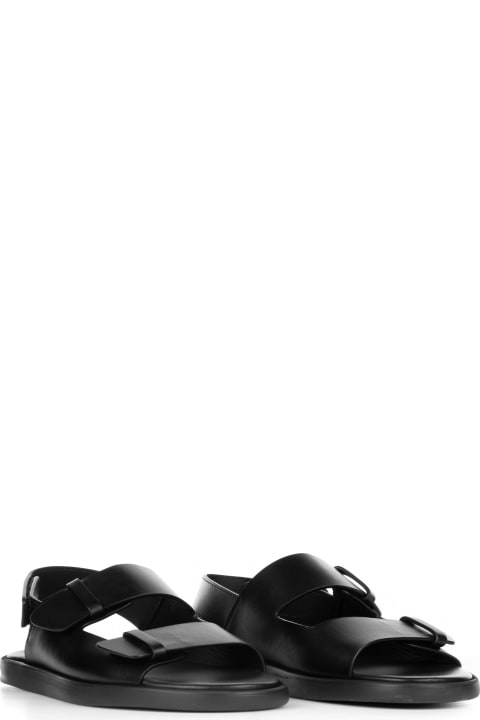 Other Shoes for Men Doucal's Flat Black Leather Sandal