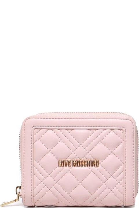 Wallets for Women Love Moschino Quilted Zip Around Wallet