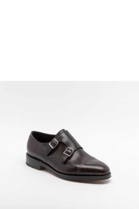 John Lobb Shoes for Men John Lobb William Dark Brown Museum Calf Monk Strap Shoe (fitting F/ee)