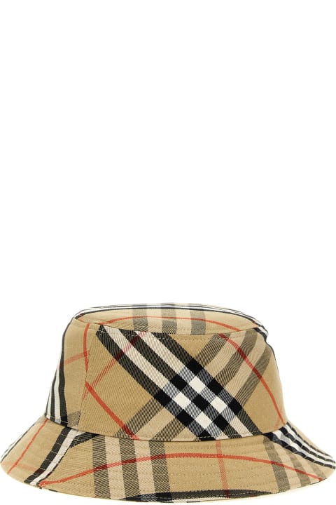 Hats for Men Burberry Logo Embroidery Check Bucket Hat
