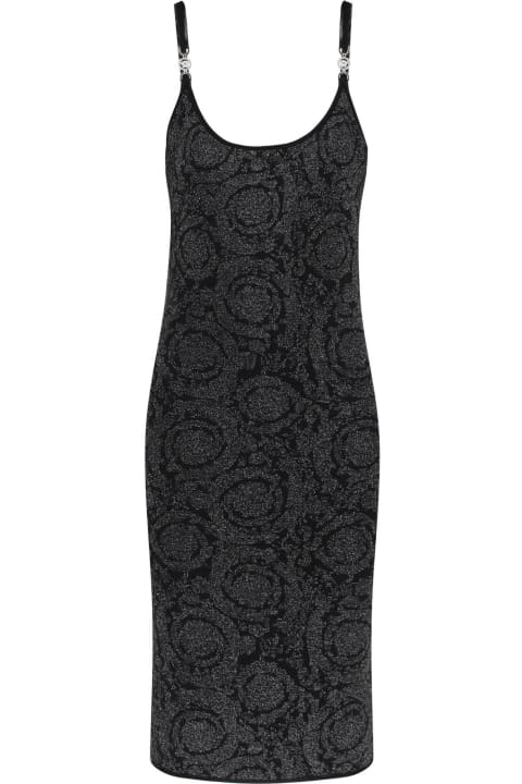 Versace Clothing for Women Versace Barocco Midi Dress In Lurex Knit