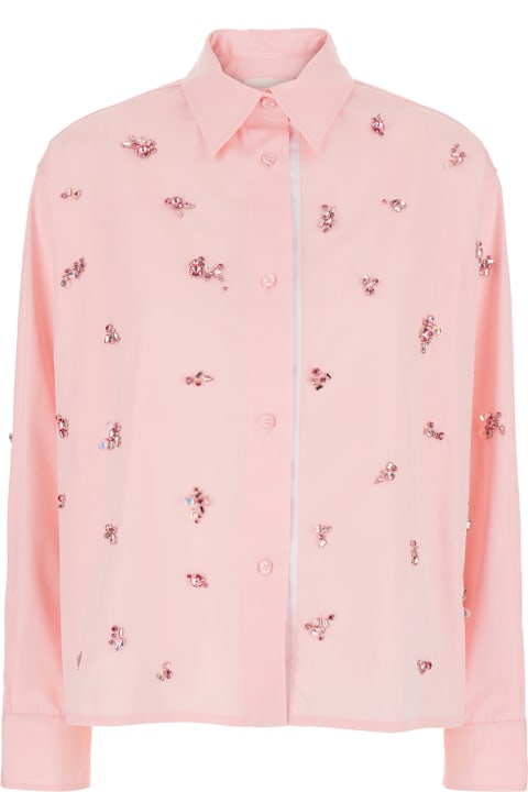Des Phemmes Clothing for Women Des Phemmes Pink Shirt With Classic Collar And Embellishments On The Front In Cotton Woman