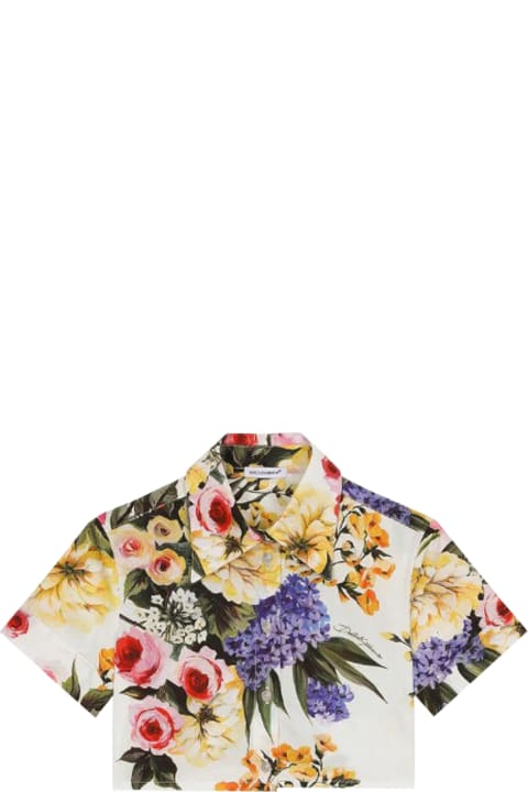 Topwear for Girls Dolce & Gabbana Poplin Shirt With Garden Print
