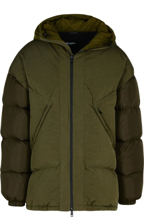 Dolce & Gabbana معاطف وجواكت لـ القسم الرجالي Dolce & Gabbana Green Cotton Blend Down Jacket