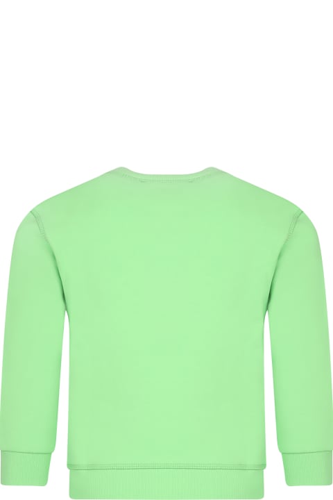 Green Sweatshirt For Boy With Logo And Print
