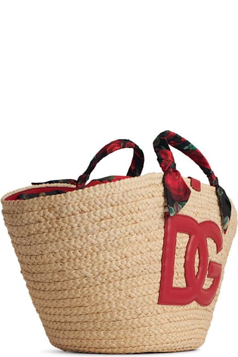 Dolce & Gabbana Totes for Women Dolce & Gabbana 'rafia' Red Corn Blend Shopping Bag