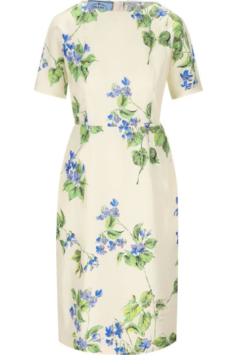 Fashion for Women Prada Floral Print Short-sleeve Dress