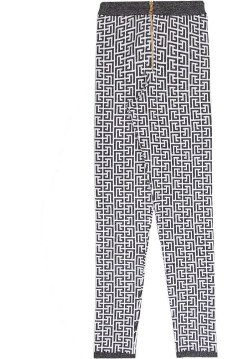 Pants & Shorts for Women Balmain Monogram Pattern Back Zip Leggings