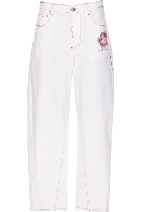 Marni Pants & Shorts for Women Marni Denim Pants With Flower Patch