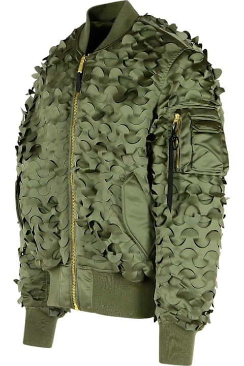 Alpha Industries Clothing for Women Alpha Industries 'ulcans' Green Nylon Bomber Jacket