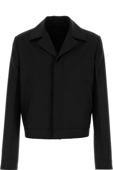 آخر صيحات الموضة من القسم الرجالي Prada Black Mohair Blend Blazer