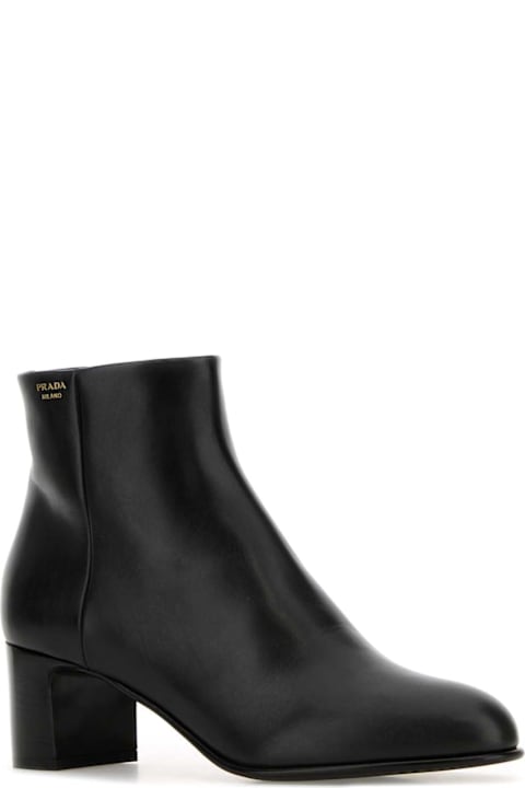 Homeware Prada Black Leather Ankle Boots